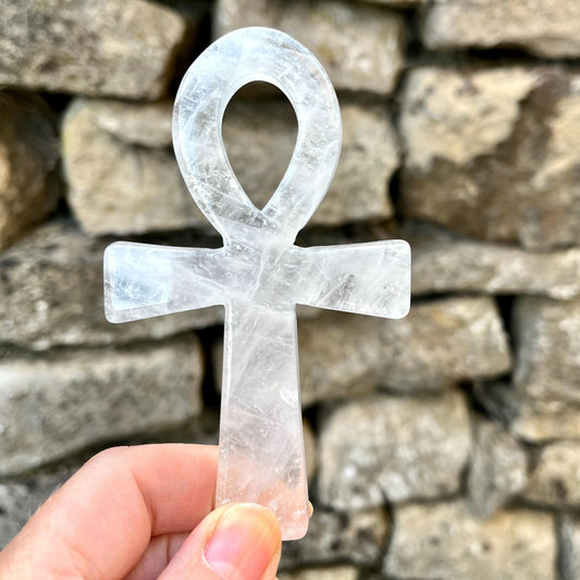 Natural Clear Quartz Crystal Ankh for Healing