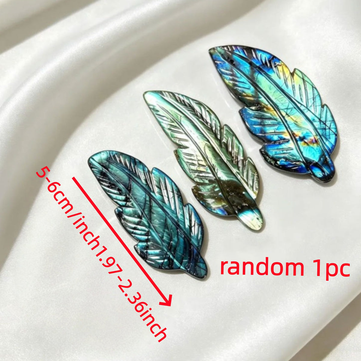 1.97-2.36in Natural Labradorite Feather Leaf