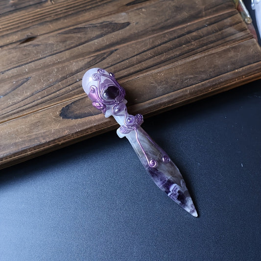 Crystal Magic Dagger Carving for Halloween and Altar Decor