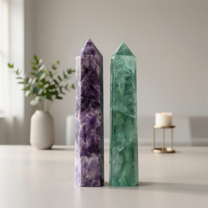 Amethyst Green Fluorite Crystal Wand