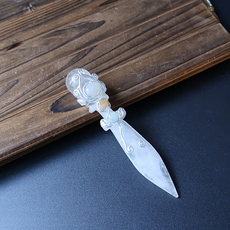 Natural Amethyst And Obsidian Magic Dagger Carving