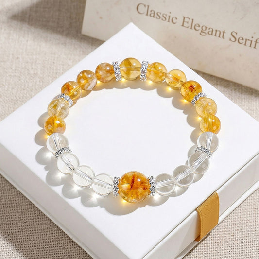 8mm Clear Crystal Yellow Crystal Bracelet|CrystalHola