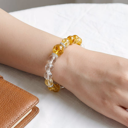 Bracelet en cristal clair et cristal jaune 8 mm | CrystalHola