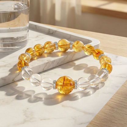 Bracelet en cristal clair et cristal jaune 8 mm | CrystalHola