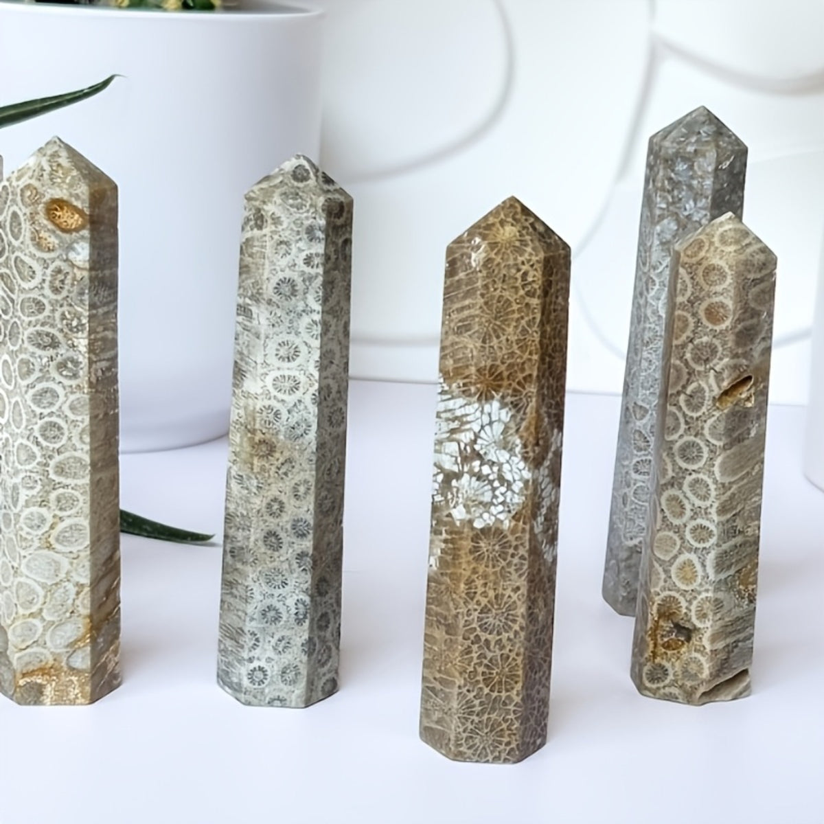 Coral Jasper Column Tower For Decor