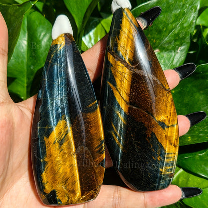 Blue And Yellow Tiger Eye  Teardrop for Decor