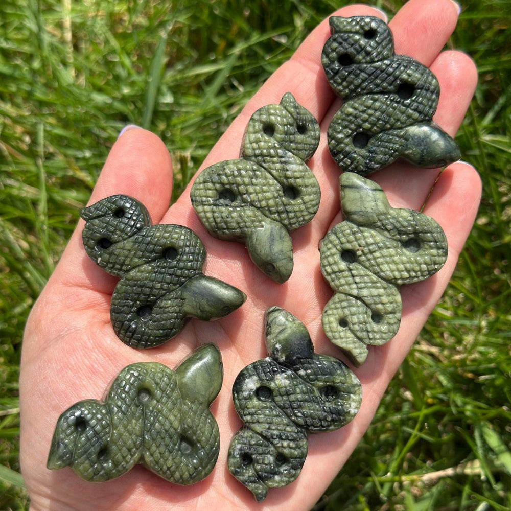 1.57in Xiuyan Jasper  Snake Carving