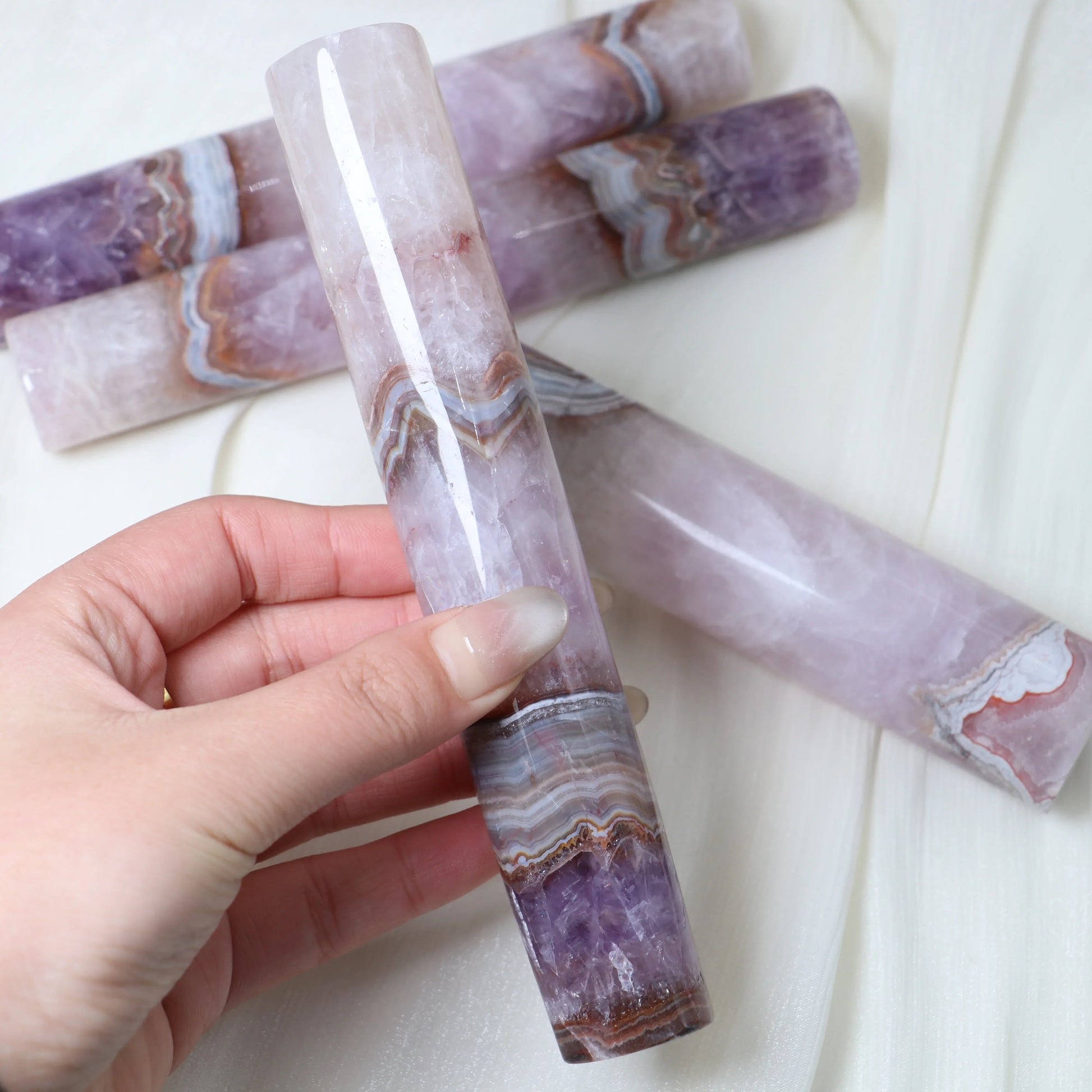 Amethyst Agate Round Wand - CrystalHola