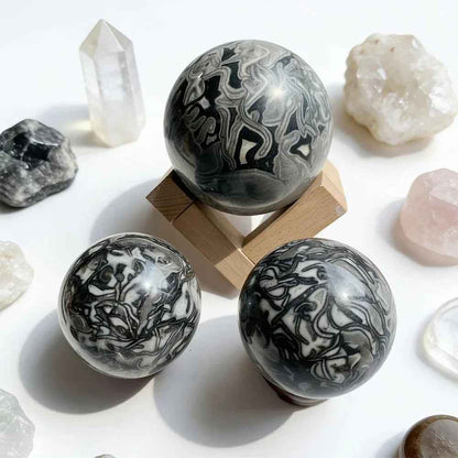 Wholesale Black Crazy Lace Agate Sphere |CrystalHola