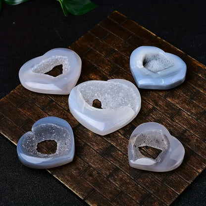 Blue Agate Geode Heart - CrystalHola