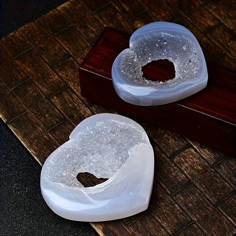 Blue Agate Geode Heart - CrystalHola