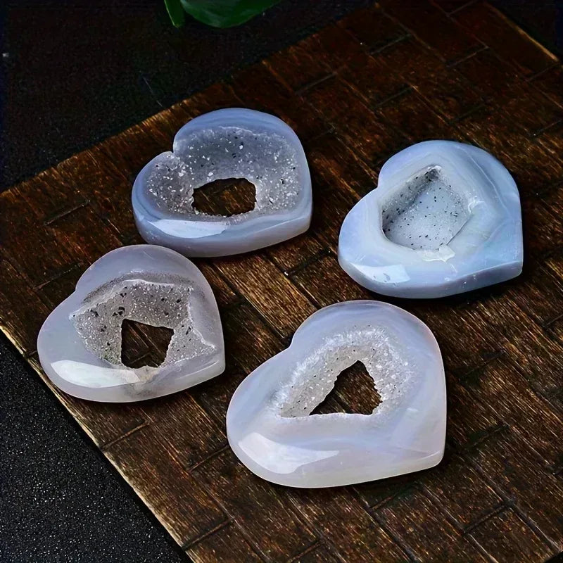 Blue Agate Geode Heart - CrystalHola