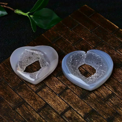 Blue Agate Geode Heart - CrystalHola