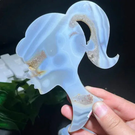 Blue Lace Agate Barbie Carving - CrystalHola