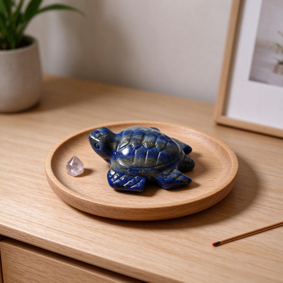 Natural Tiger Eye Sea Turtle Carving for Courage and Longevity