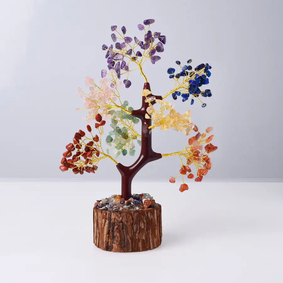 Crystal Tree with Colorful Crystal Gravel Base