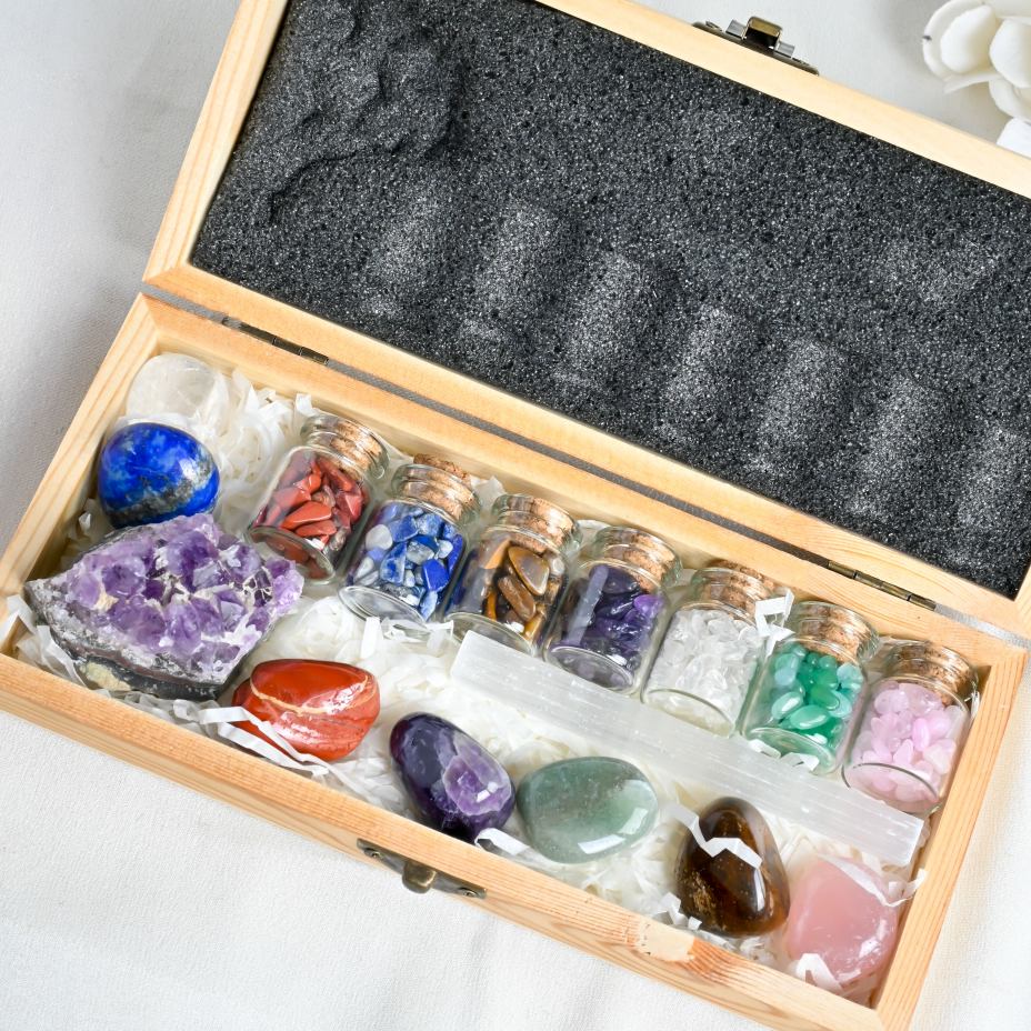 Crystal Pebble Wishing Bottle Set|CrystalHola
