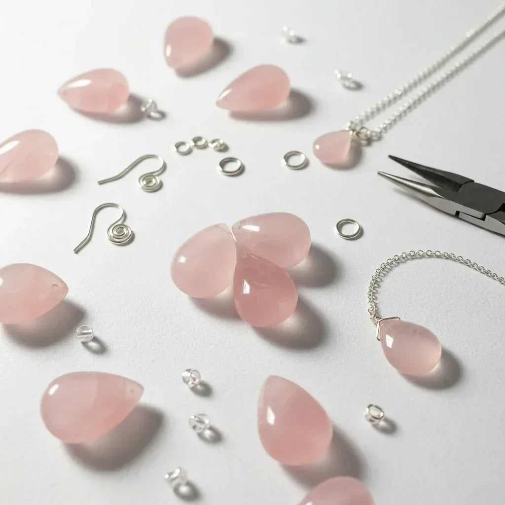 Dig Rose Quratz Drop Pendant - CrystalHola