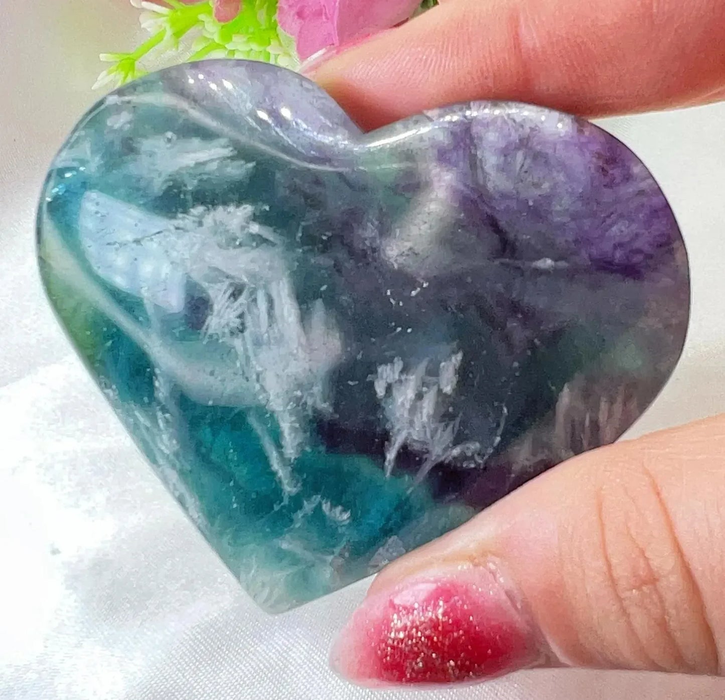 Feather Fluorite Heart - CrystalHola