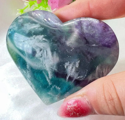 Feather Fluorite Heart - CrystalHola