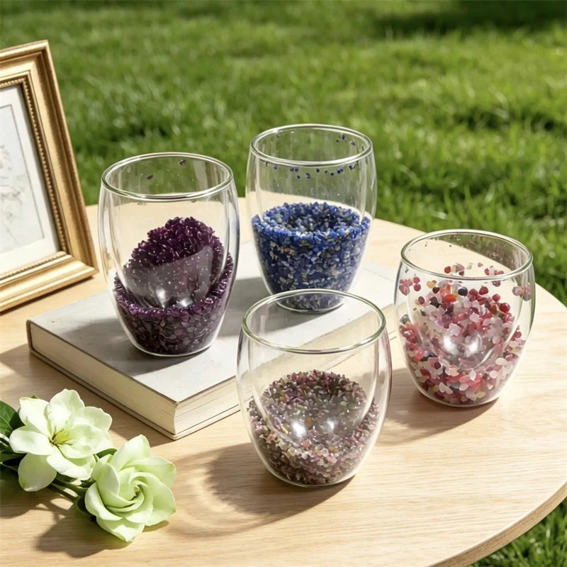 Crystal Double Wall Glass Cup  Chips