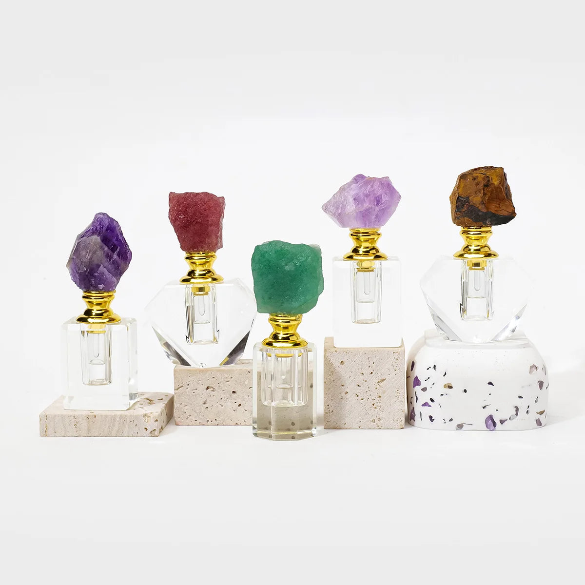Crystal Raw Stone Perfume Bottle Cap