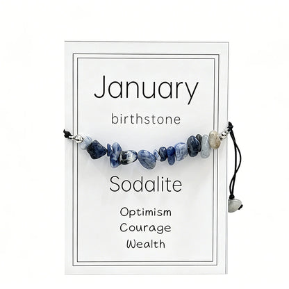 Natural Crystal Chip Birth Month Bracelet