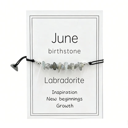 Natural Crystal Chip Birth Month Bracelet