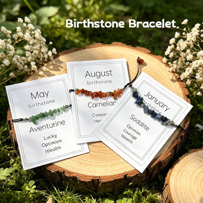 Natural Crystal Chip Birth Month Bracelet