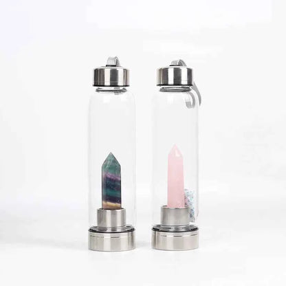 Natural Crystal Point Glass Bottles |CrystalHola