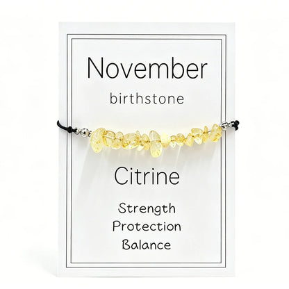 Natural Crystal Chip Birth Month Bracelet