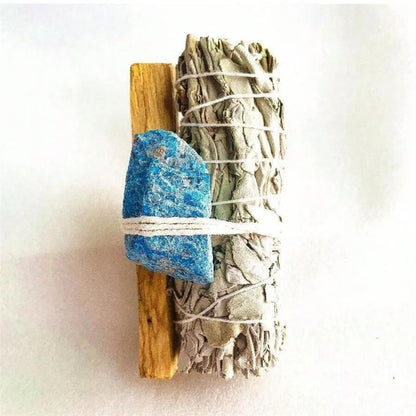 White Sage tied with Flowers and Crystals