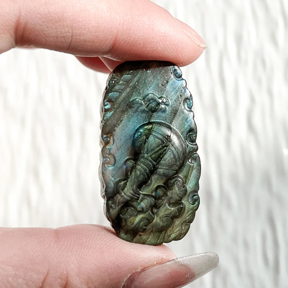 Labradorite Flat Carved 12 Constellation Figurine