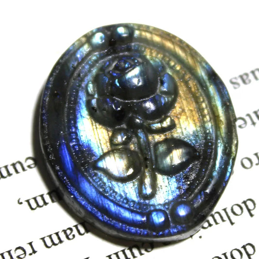 Flash Labradorite Crystal Stone Carved Rose quote-only - CrystalHola
