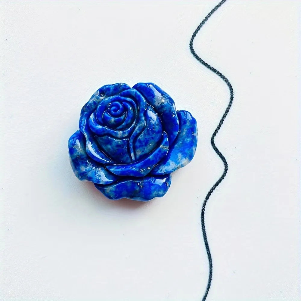 Lapis Lazuli Hand Carved Rose Flower Carving