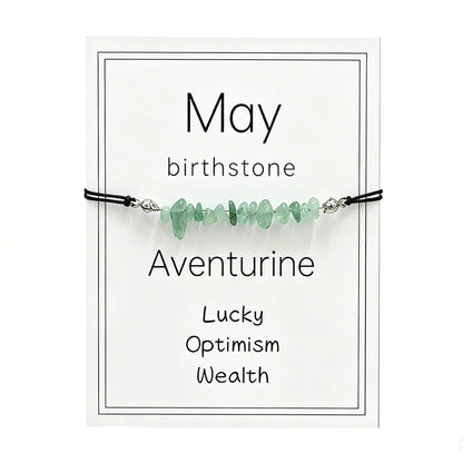 Natural Crystal Chip Birth Month Bracelet