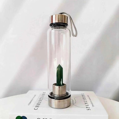 Natural Crystal Point Glass Bottles |CrystalHola