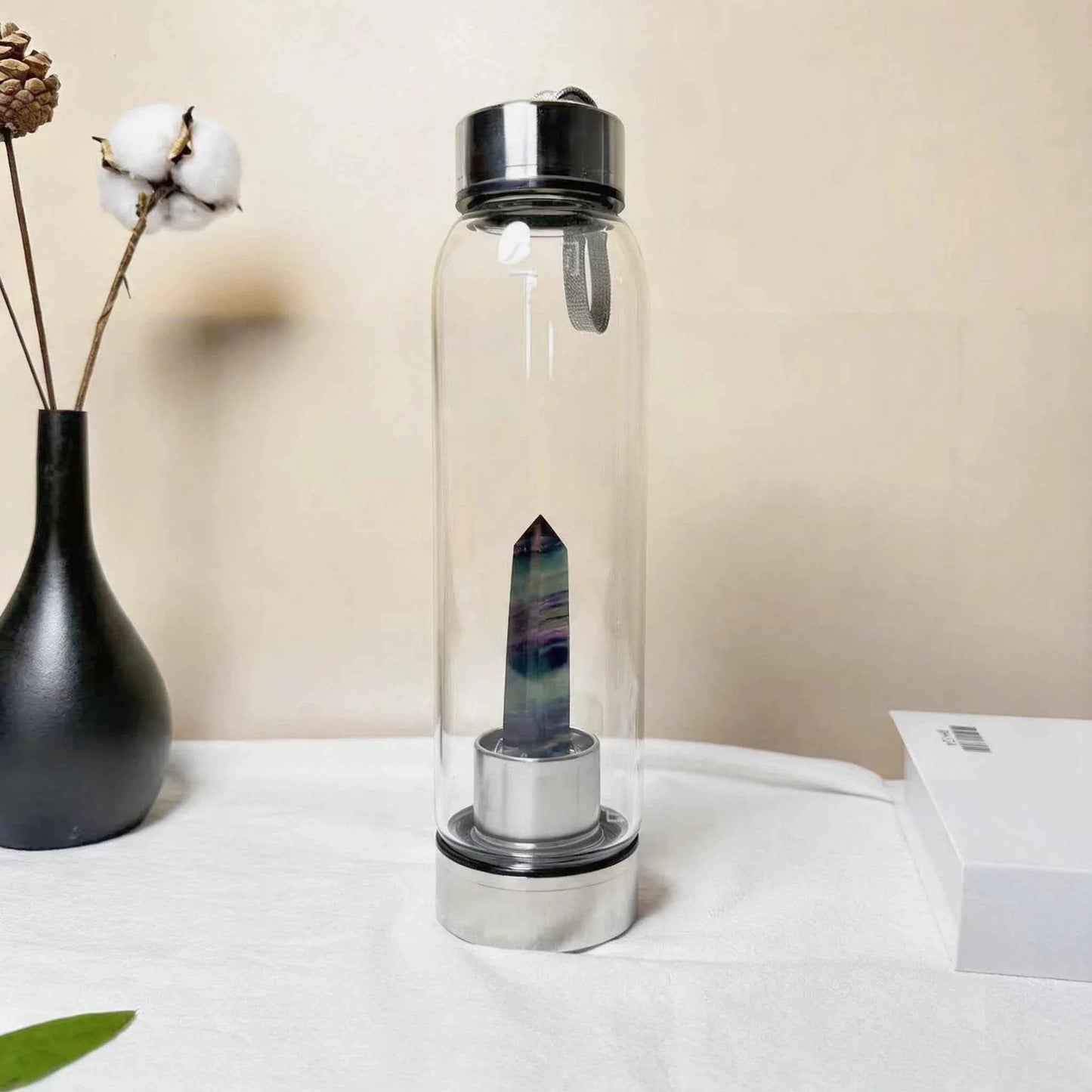Natural Crystal Point Glass Bottles |CrystalHola