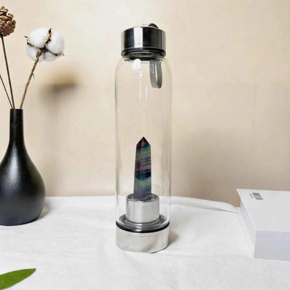 Natural Crystal Point Glass Bottles |CrystalHola