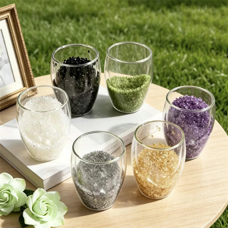 Crystal Double Wall Glass Cup  Chips