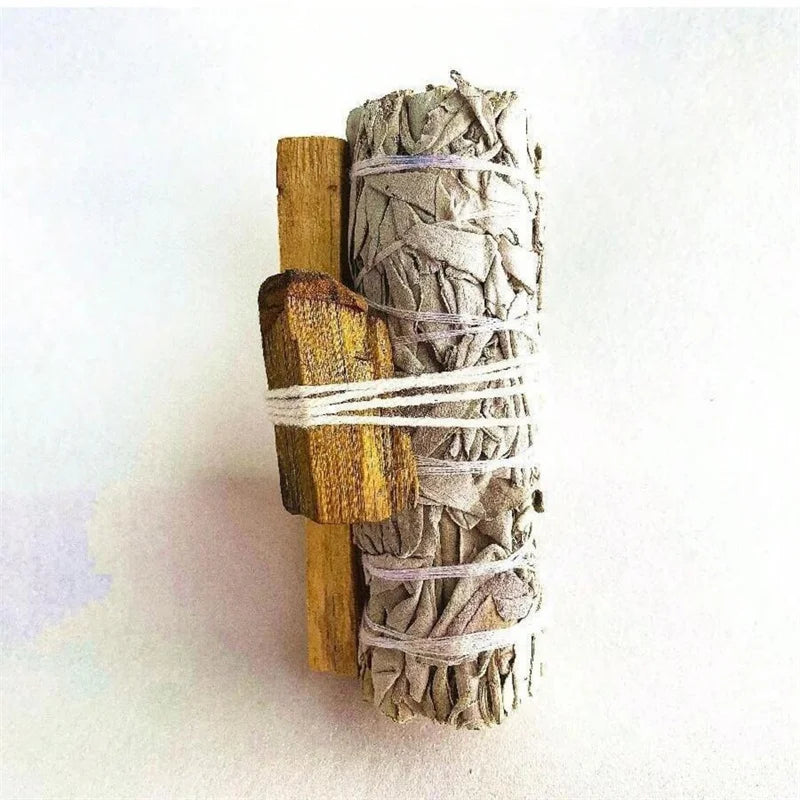 White Sage tied with Flowers and Crystals