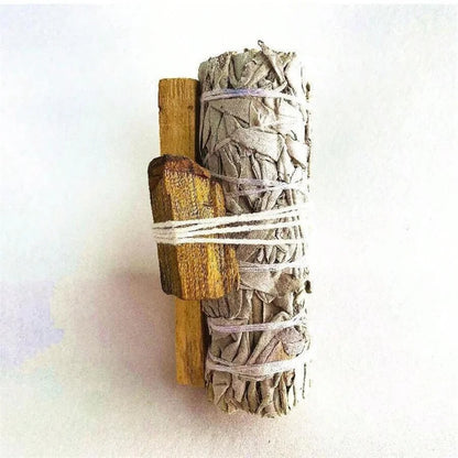 White Sage tied with Flowers and Crystals