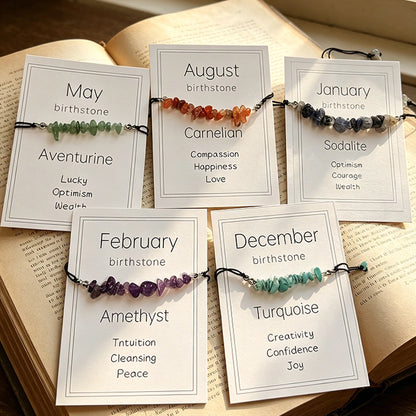 Natural Crystal Chip Birth Month Bracelet