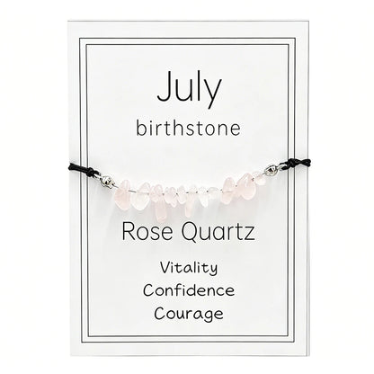Natural Crystal Chip Birth Month Bracelet