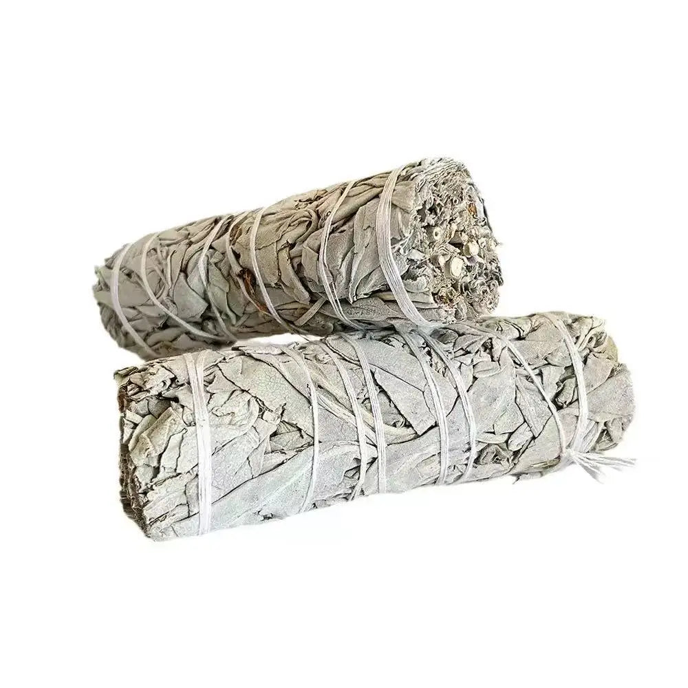 White Sage tied with Flowers and Crystals