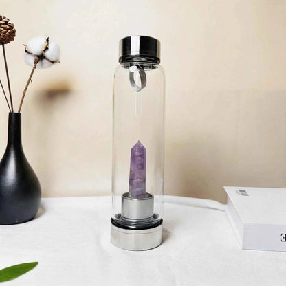 Natural Crystal Point Glass Bottles |CrystalHola