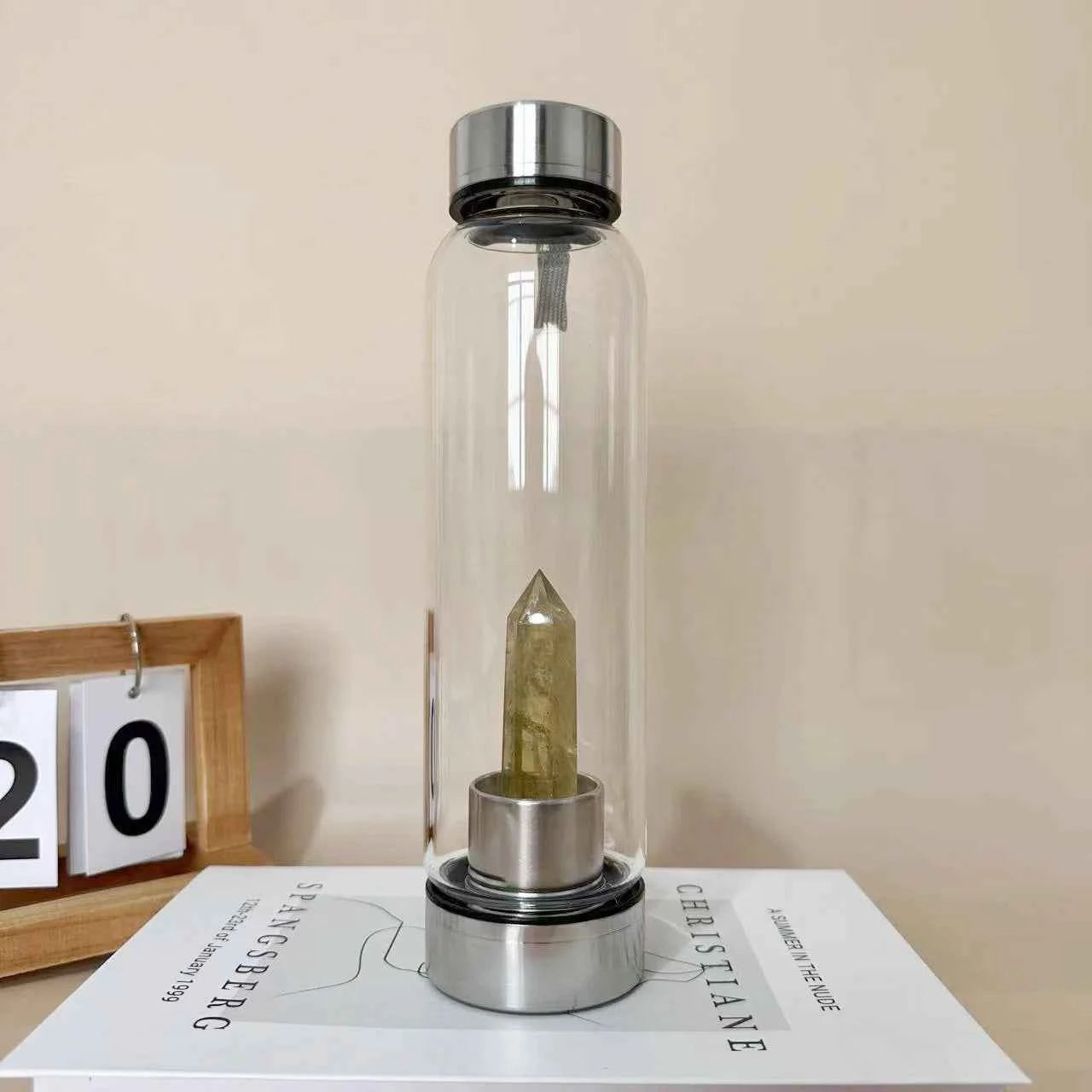 Natural Crystal Point Glass Bottles |CrystalHola