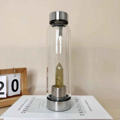 Natural Crystal Point Glass Bottles |CrystalHola