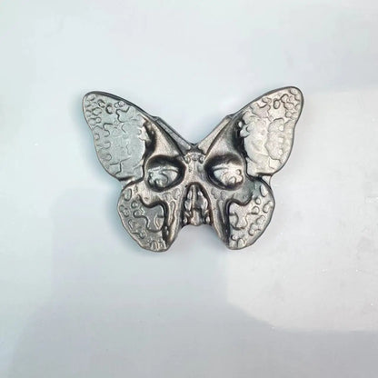 Silver & Golden Obsidian  Skulls Butterfly Carving