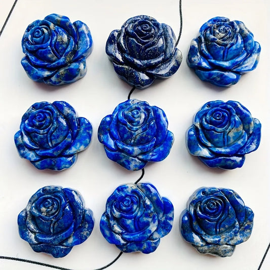 Lapis Lazuli Hand Carved Rose Flower Carving